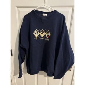 Vintage 1995 Looney Tunes Taz Tasmanian Devil Embroidered Sweatshirt XL 52 chest